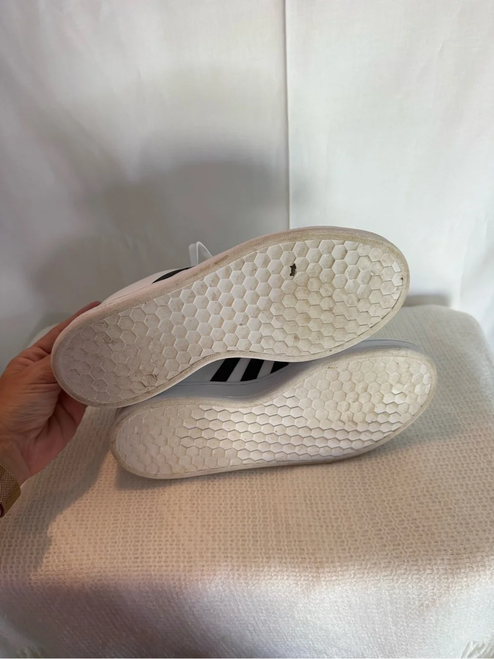 adidas White Sneakers with Black Three-Stripes